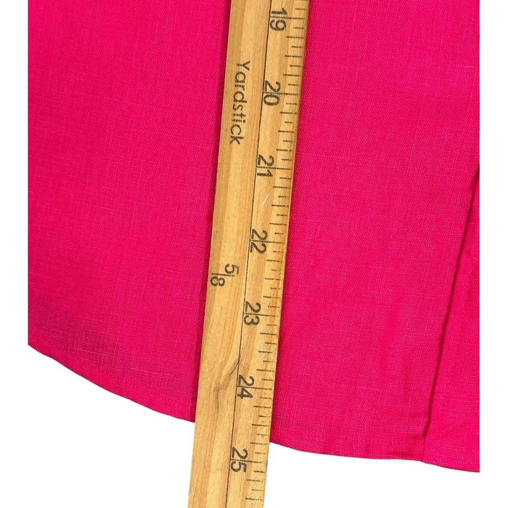 Lauren Ralph Lauren  Linen Bright Pink Button Down Blouse Size PM Petite Medium - Picture 7 of 13